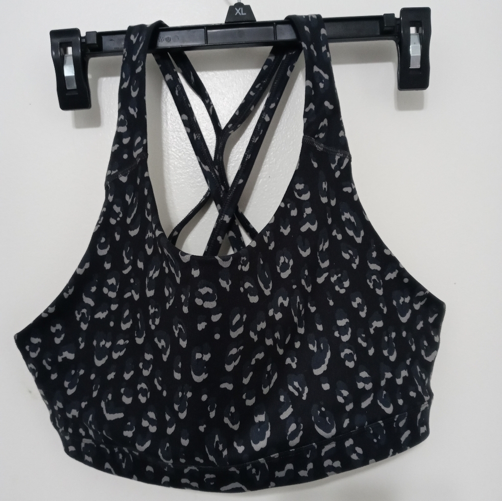 Old Navy active Go Dry Black Gray Camouflage Sports bra W Support Straps LG